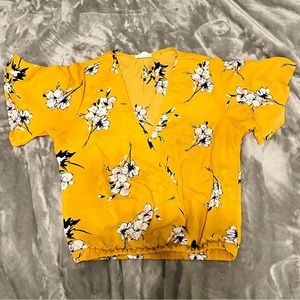 Yellow floral blouse